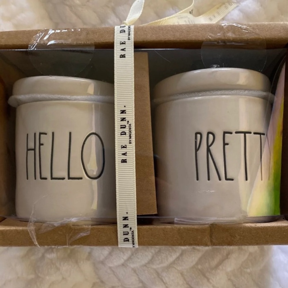 Rae Dunn hello pretty canisters